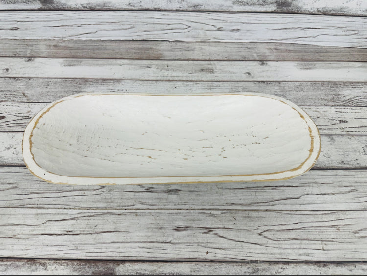 White Rectangular Wooden Dough Bowl Farmers Brew