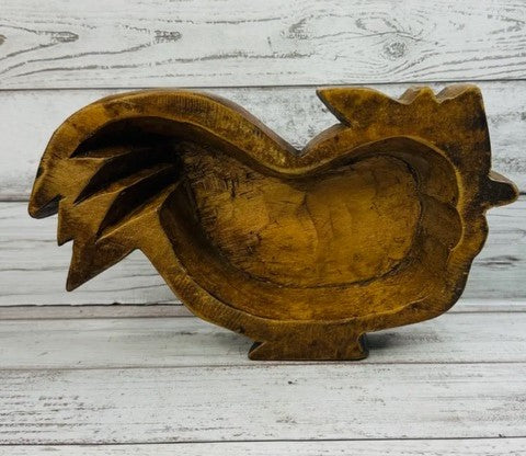 Rooster Shaped Wooden Dough Bowl Fireside Cinnamon Chai